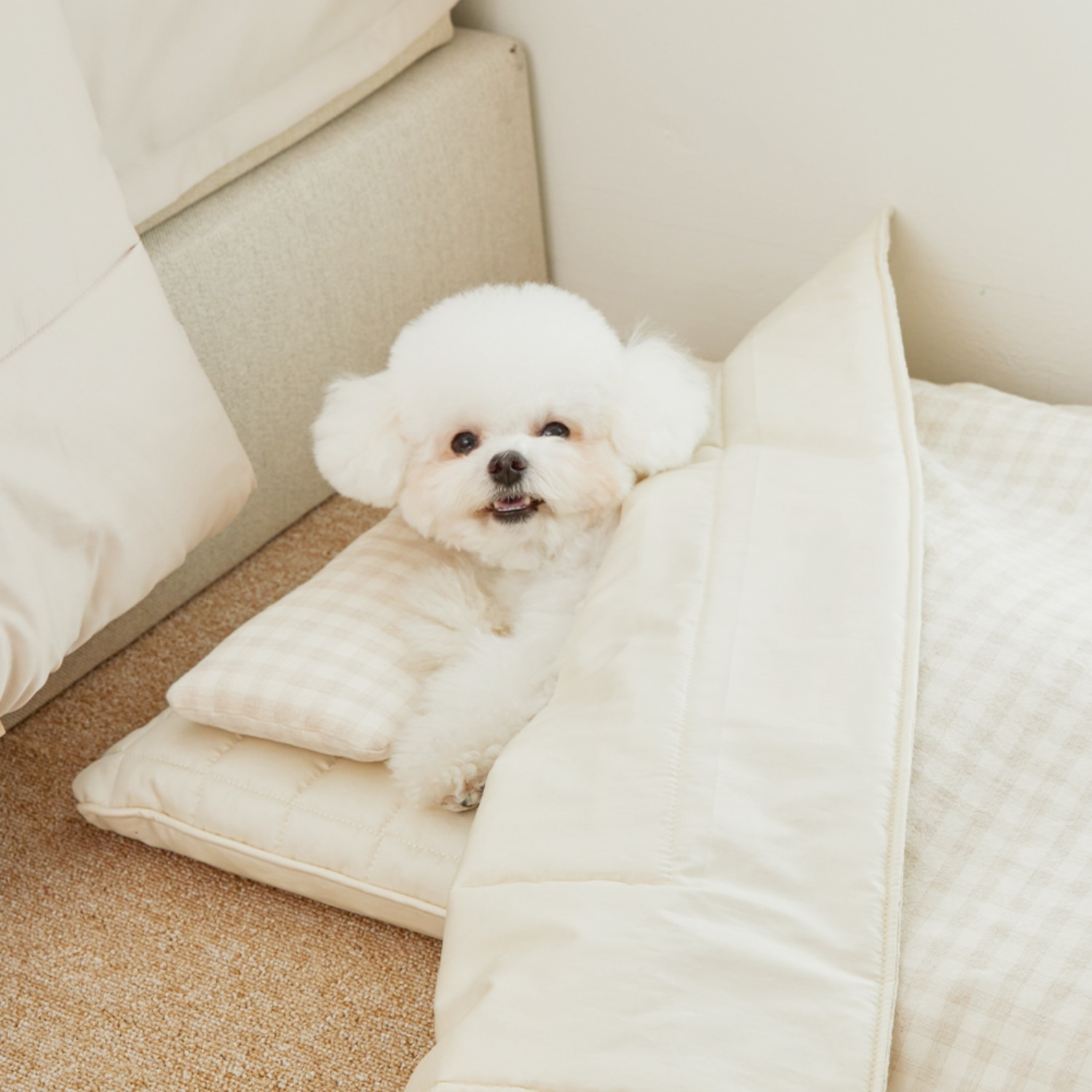 [파미야] 강아지 패밀리 침대 이불+베개 세트